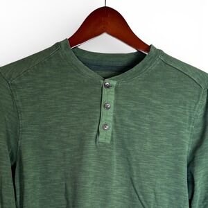 PrAna Ronnie Henley Mens Long Sleeve Green Shirt Size Small Gorpcore Casual